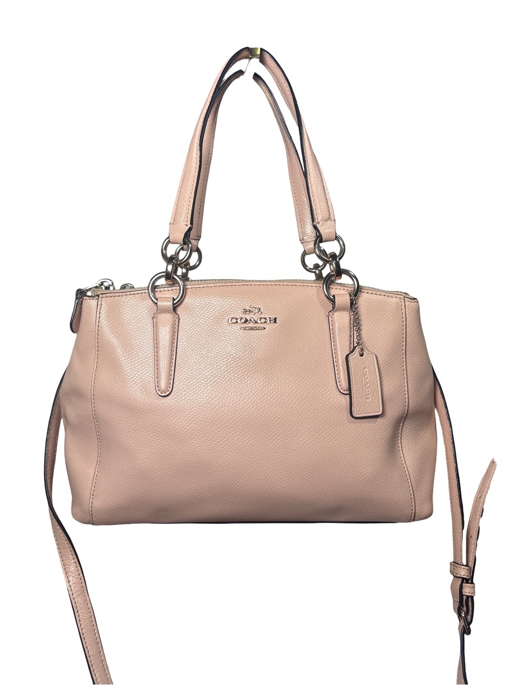 Coach Blush Pink Leather Shoulder Tote with Crossbody Strap GUC!